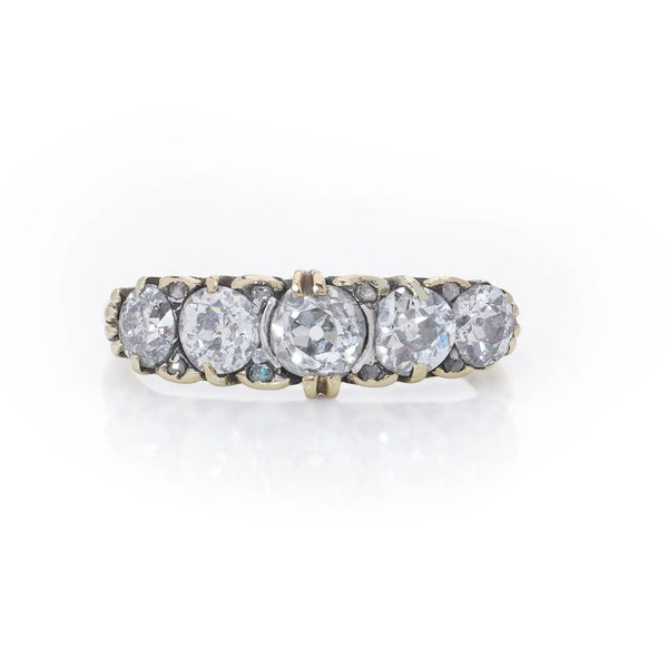Victorian Antique Old Cut Diamond Five Stone Ring