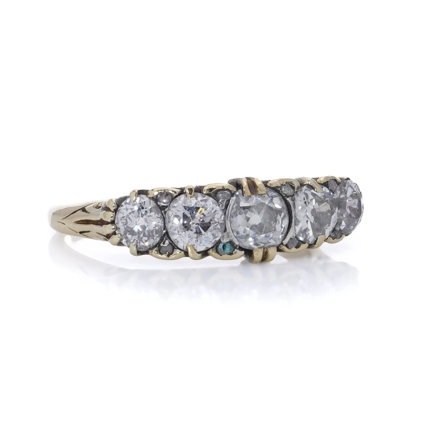 Victorian Antique Old Cut Diamond Five Stone Ring