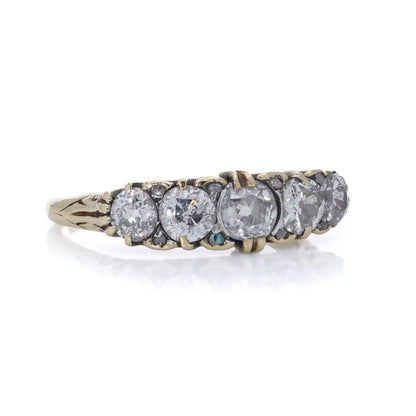 Victorian Antique Old Cut Diamond Five Stone Ring