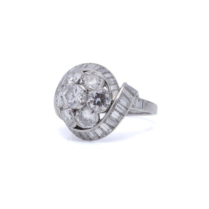 Vintage Van Cleef Arpels Platinum Ring With 4.2 Carats Of Diamonds