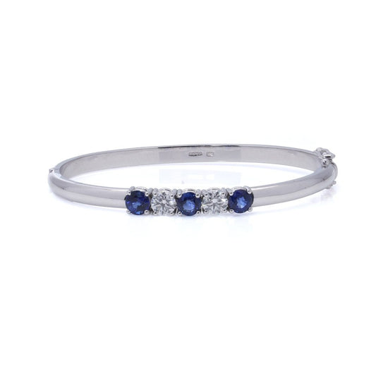 Platinum Bangle With Sapphires and Diamonds