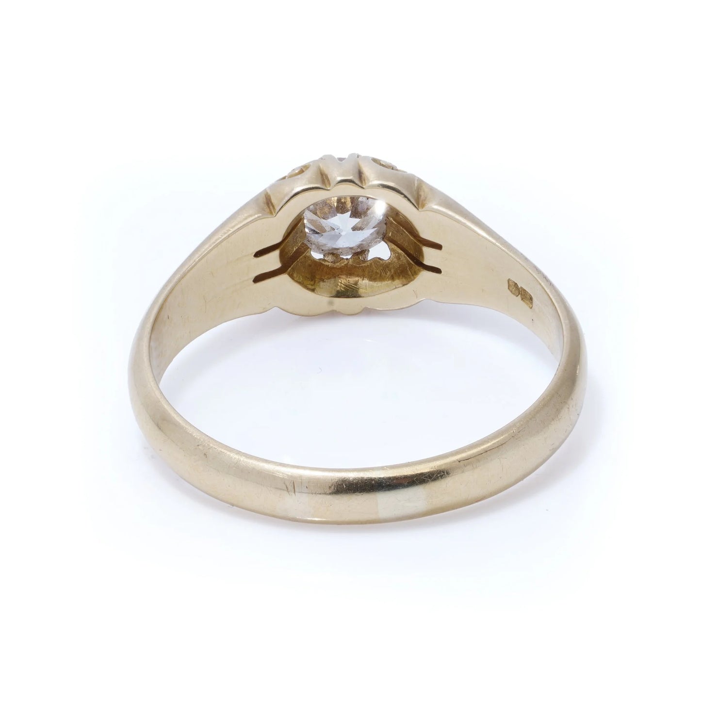 Antique 0.90ct Old Cut Diamond Solitaire Gypsy Ring in 18ct Gold