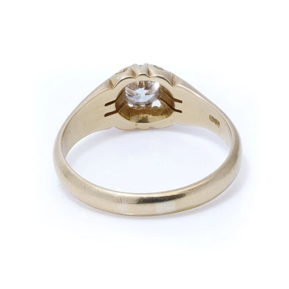 Antique 0.90ct Old Cut Diamond Solitaire Gypsy Ring in 18ct Gold