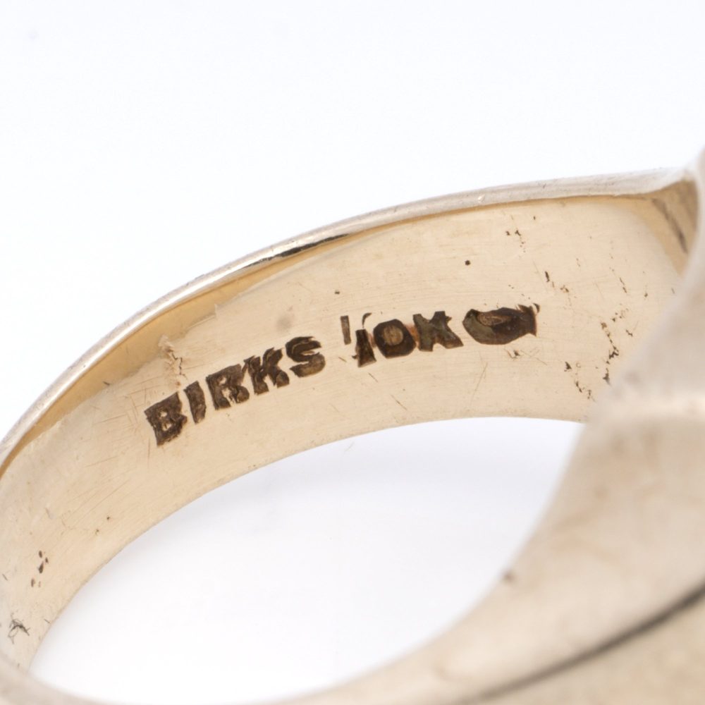 Vintage 10 Carat Gold Bloodstone Intaglio Signet Ring by Birks