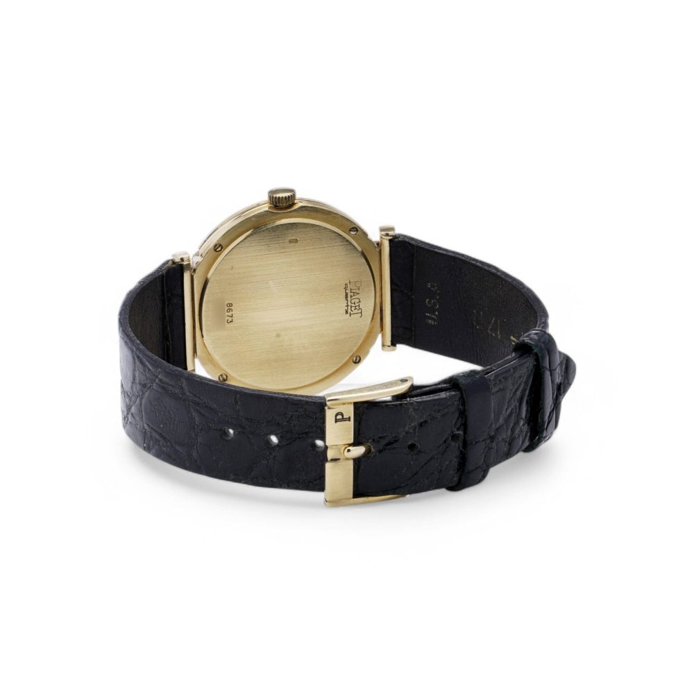 Piaget 18 Carat Gold Wristwatch with Blue Dial