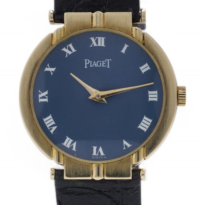 Piaget 18 Carat Gold Wristwatch with Blue Dial