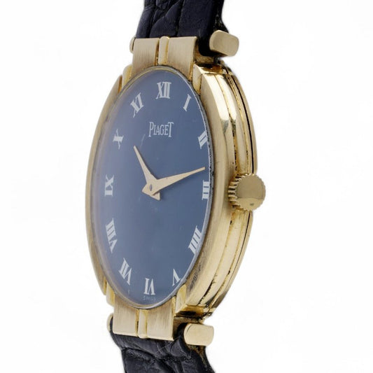 Piaget 18 Carat Gold Wristwatch with Blue Dial