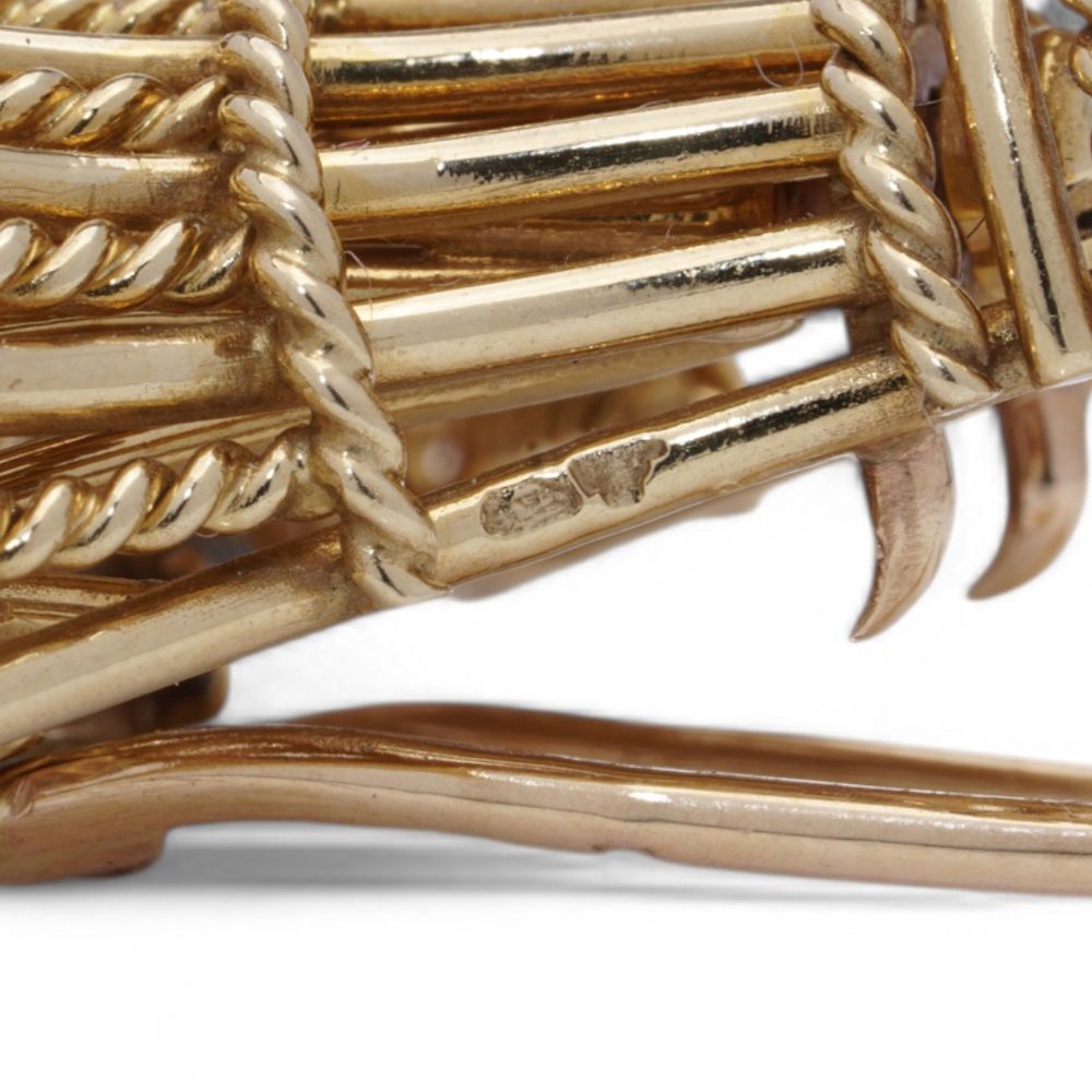 Cartier Vintage Flower Basket Brooch With Gemstones In 18 Carat Yellow Gold