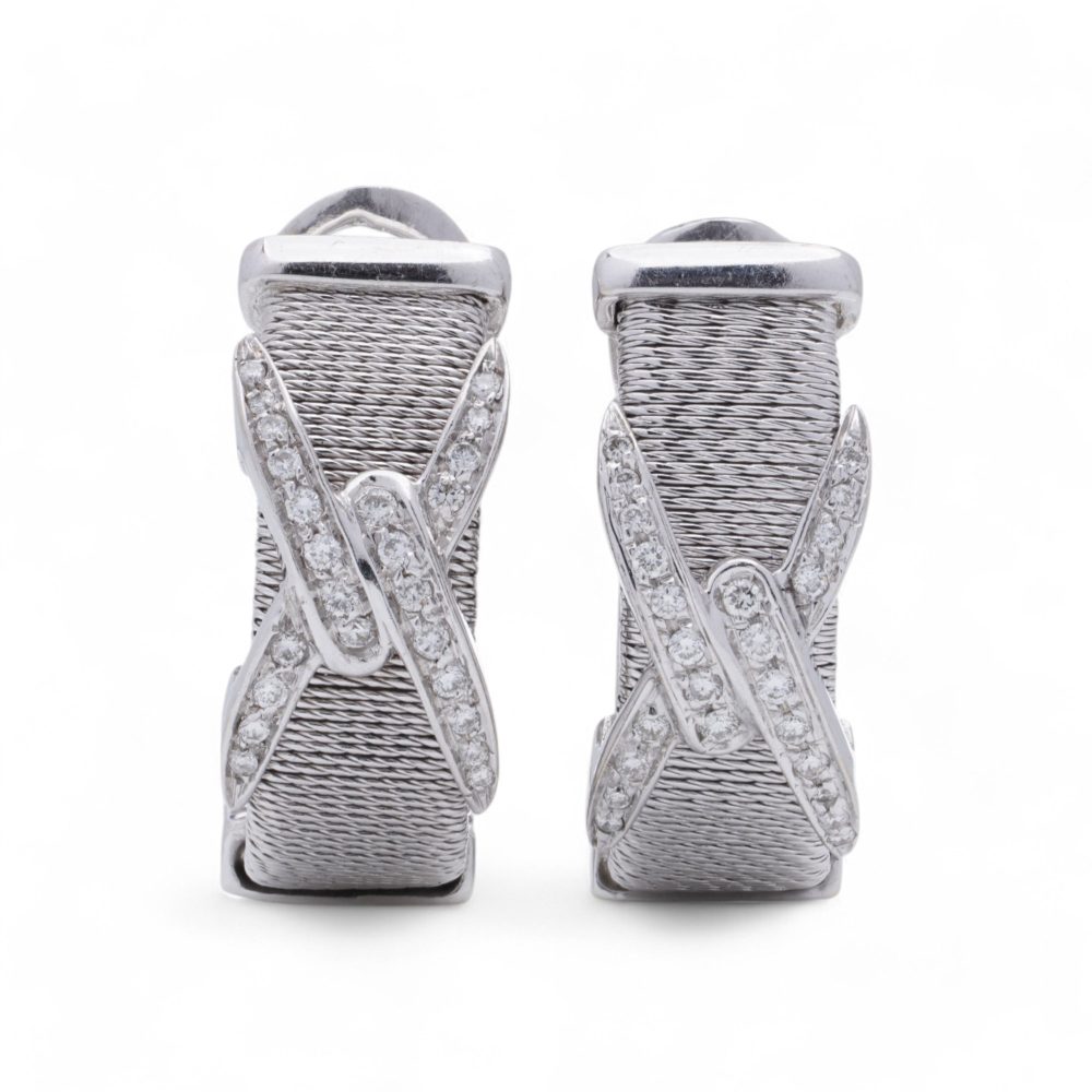 Vintage Kutchinsky Diamond Earrings In 18 Carat White Gold