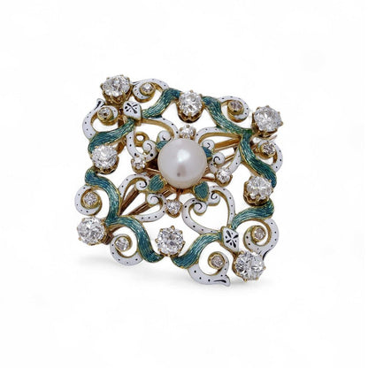 Victorian 18 Carat Yellow Gold Pendant And Brooch With Old Cut Diamonds And Pearls