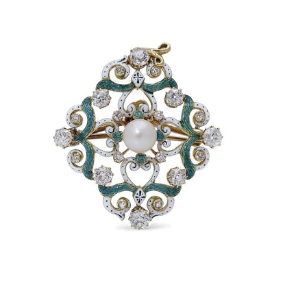 Victorian 18 Carat Yellow Gold Pendant And Brooch With Old Cut Diamonds And Pearls