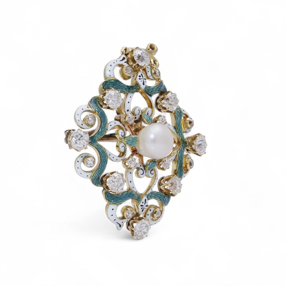 Victorian 18 Carat Yellow Gold Pendant And Brooch With Old Cut Diamonds And Pearls