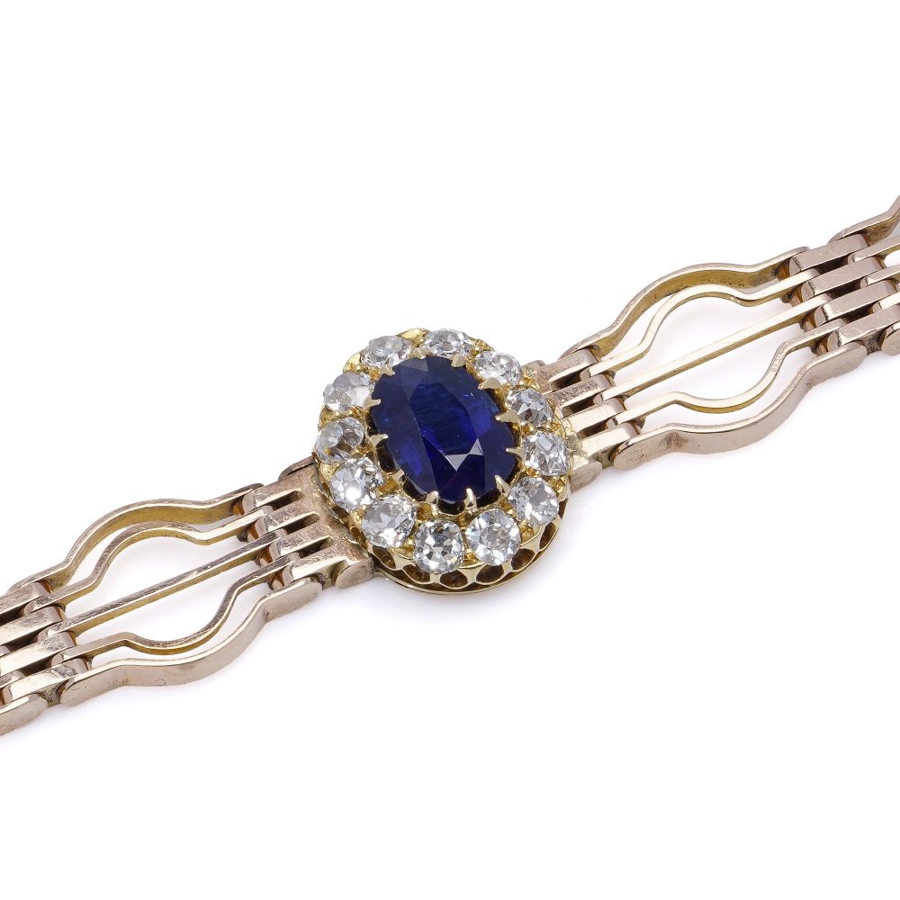 Victorian 9 Carat Rose Gold Sapphire And Diamond Bracelet