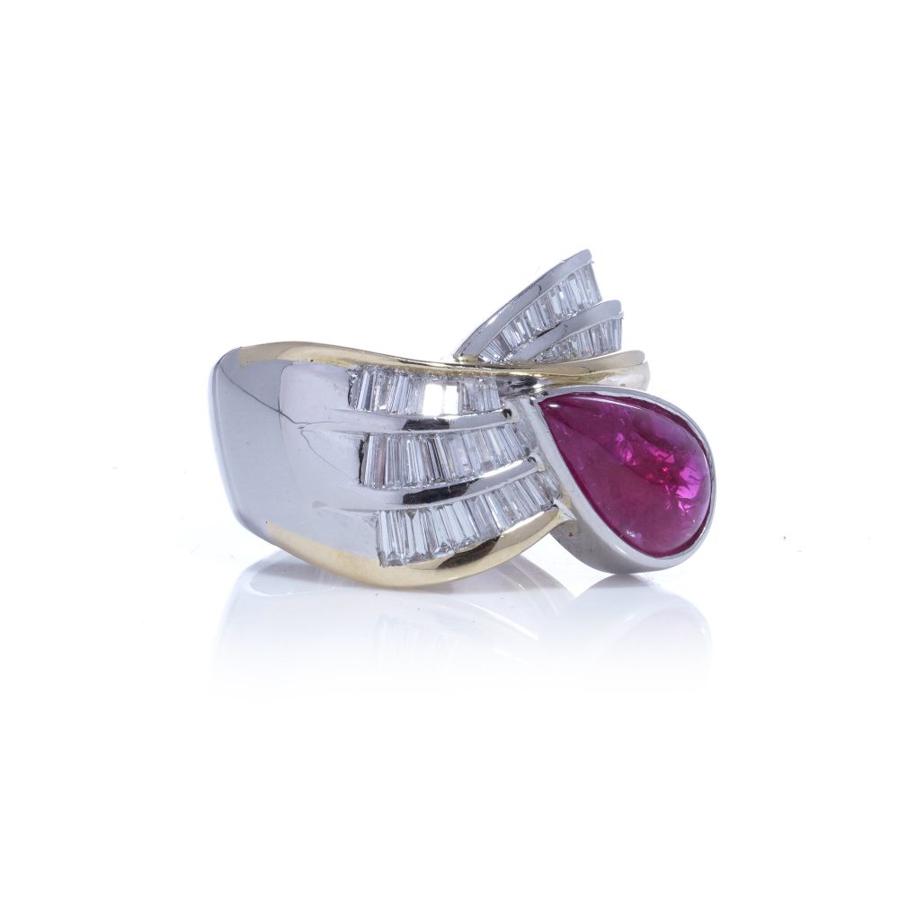 Platinum And 18 Carat Yellow Gold 2.7 Carat Ruby And Diamond Ring