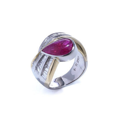 Platinum And 18 Carat Yellow Gold 2.7 Carat Ruby And Diamond Ring