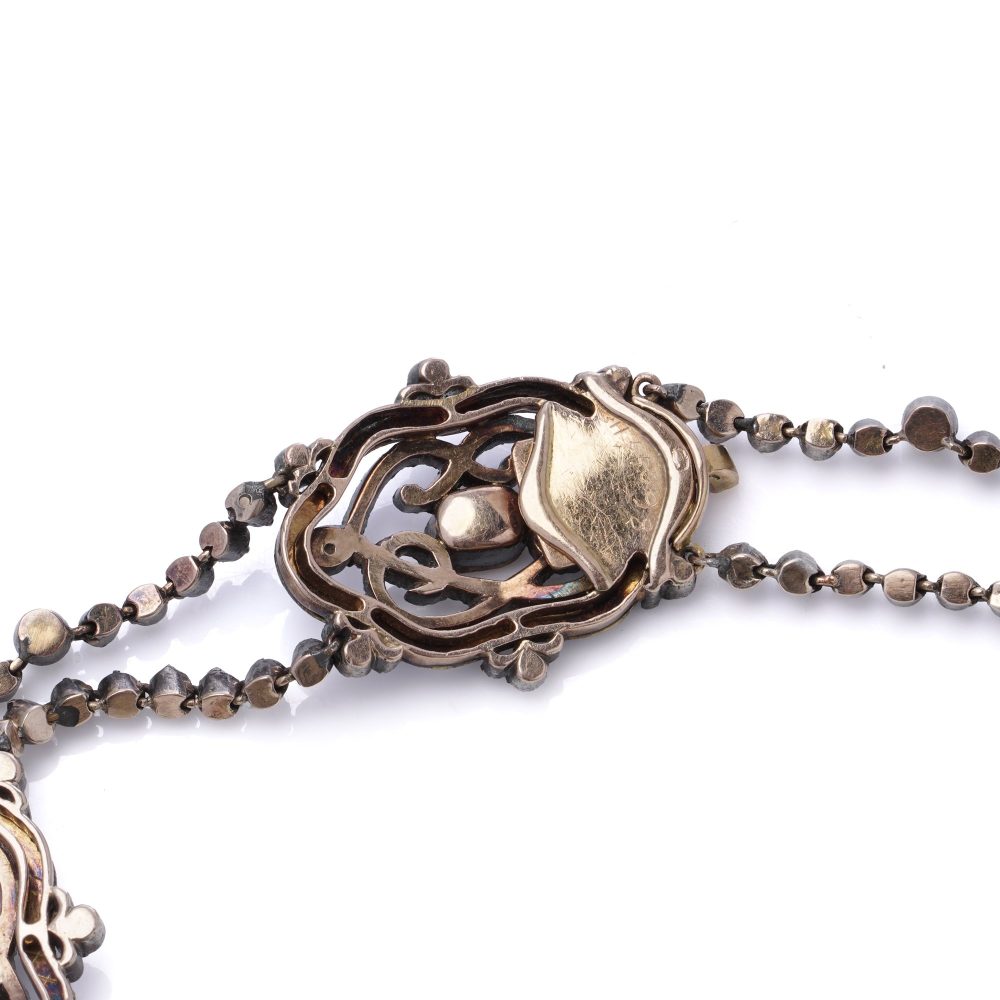 Victorian Diamond, Ruby And Enamel Necklace In 18 Carat Gold