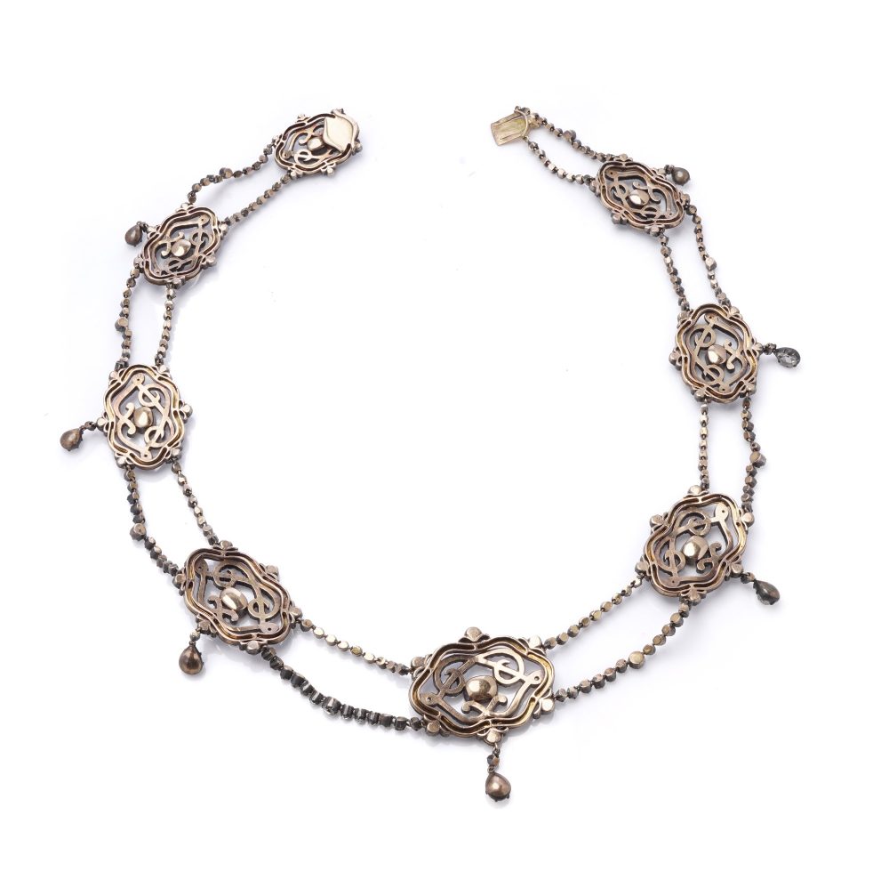 Victorian Diamond, Ruby And Enamel Necklace In 18 Carat Gold