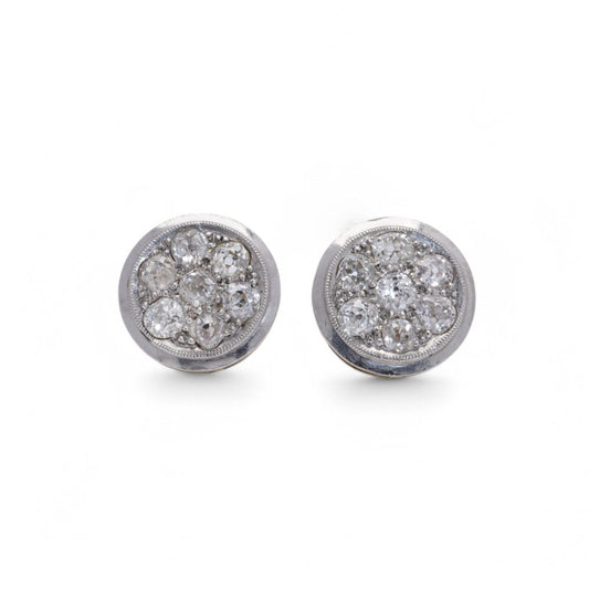 Edwardian 18 Carat Yellow Gold And Platinum Old Cut Diamond Stud Earrings