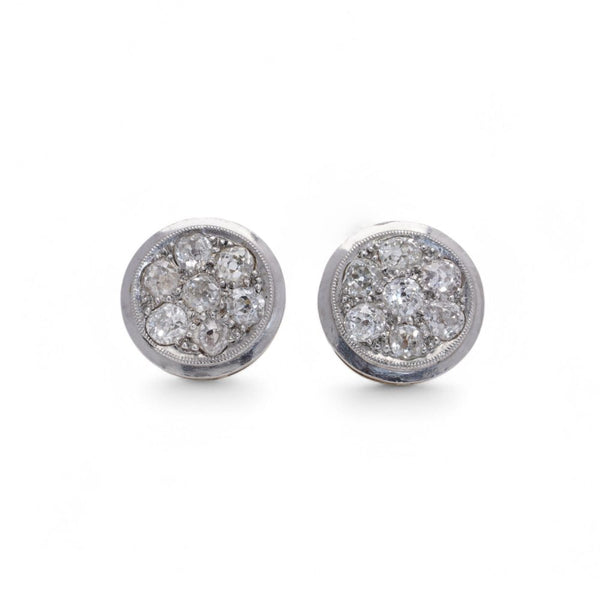 Edwardian 18 Carat Yellow Gold And Platinum Old Cut Diamond Stud Earrings