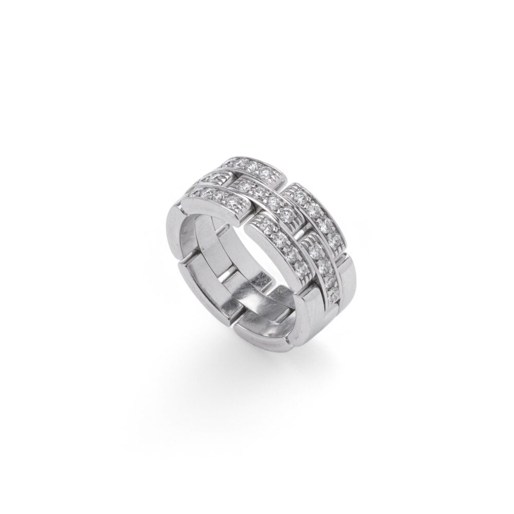 Cartier Maillon Panthere Diamond Band Ring In White Gold