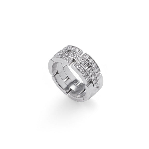 Cartier Maillon Panthere Diamond Band Ring In White Gold