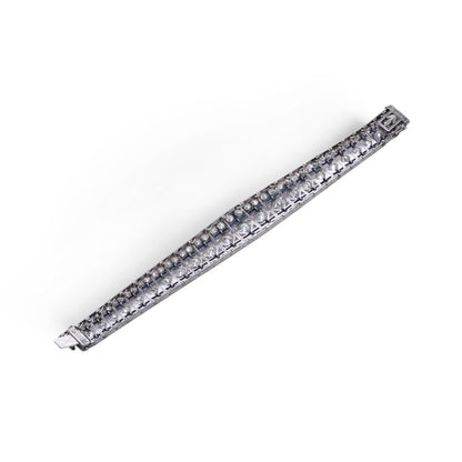 Art Deco Platinum Old Cut Diamond And Sapphire Bracelet