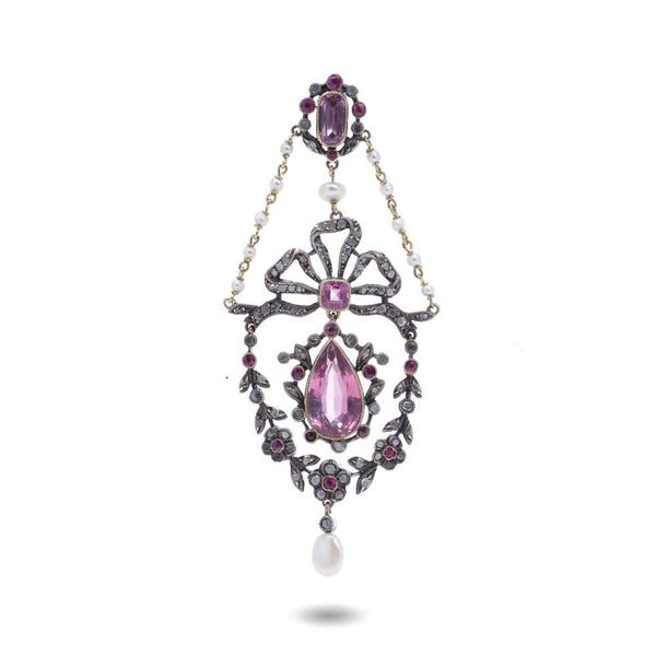 Edwardian 18 Carat Yellow Gold And Silver Pendant