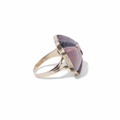 Victorian 12 Carat Yellow Gold Ring With Scottish Agate And Pink Tourmaline