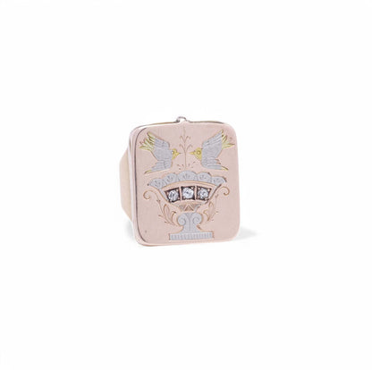 Victorian 18kt Gold Locket Ring with Diamond Accents