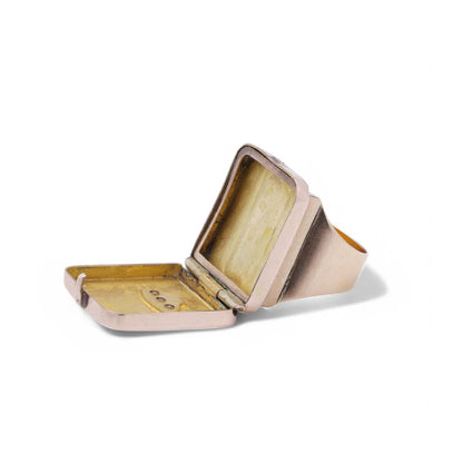 Victorian 18kt Gold Locket Ring with Diamond Accents