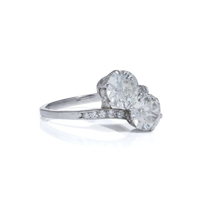 Toi et Moi Old Cut Diamond Ring In 18 Carat White Gold
