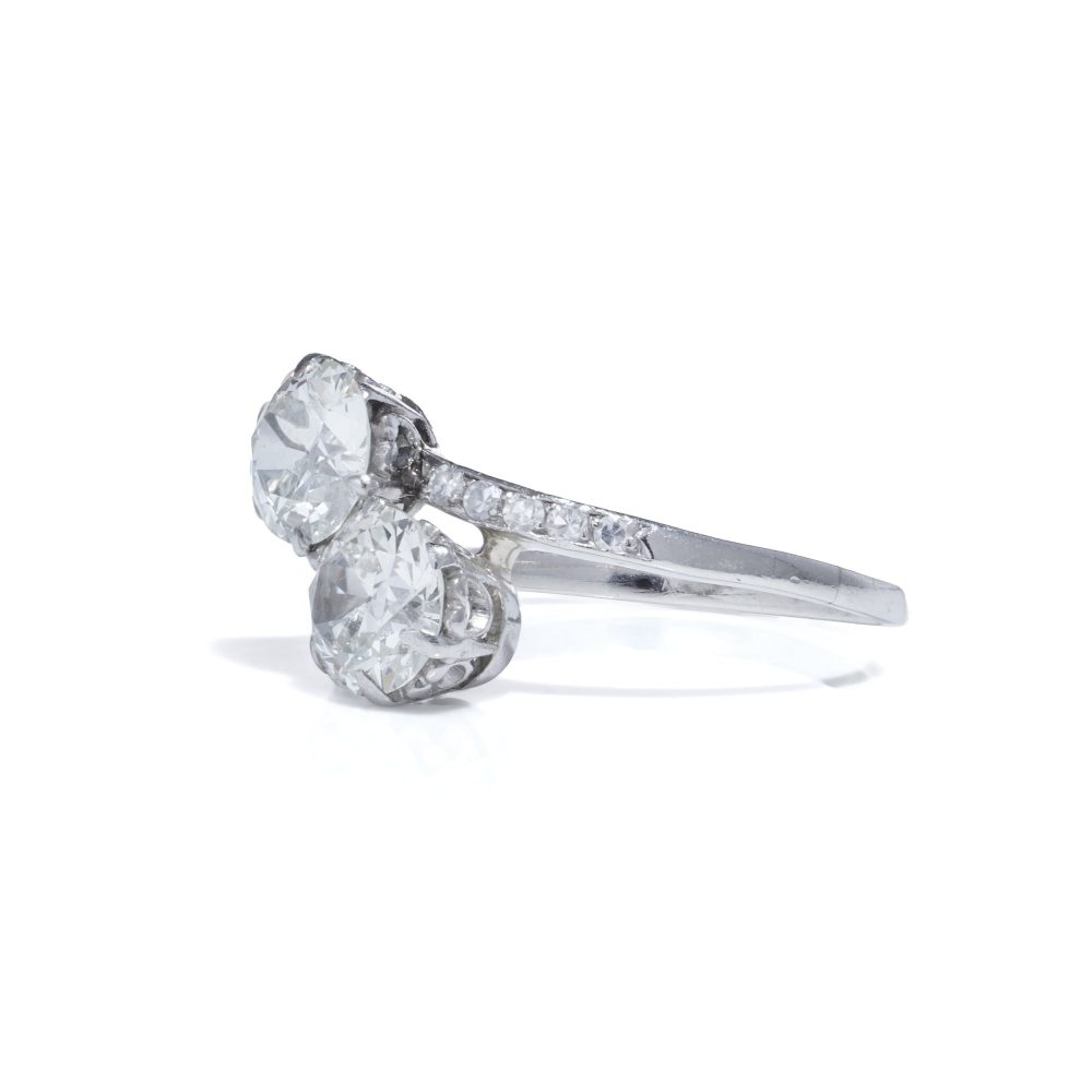 Toi et Moi Old Cut Diamond Ring In 18 Carat White Gold