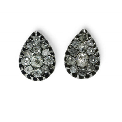 Victorian Old Cut Diamond Earrings In Silver