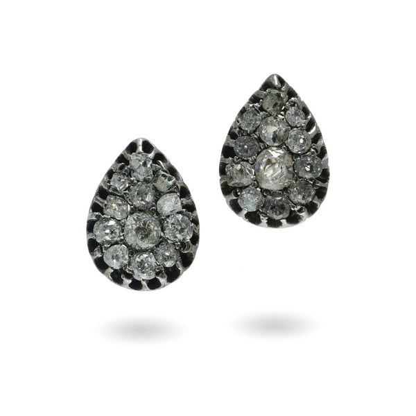 Victorian old cut diamond earrings in silver.