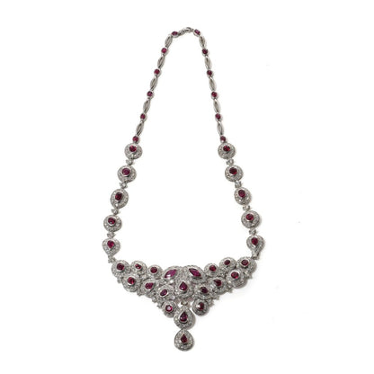 18 Carat White Gold Necklace With 7.55 Carat Diamonds And 14.15 Carat Rubies