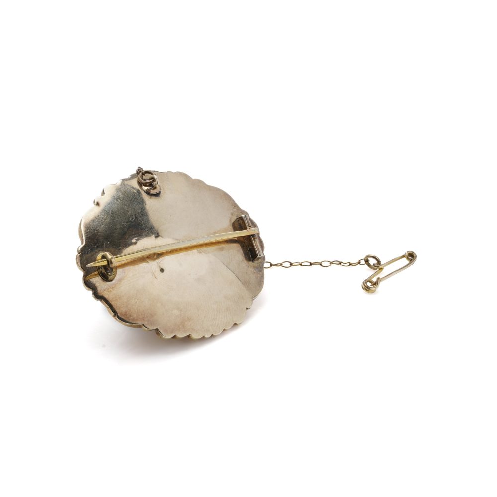 Victorian Opal And Black Enamel Brooch in 9 Carat Yellow Gold