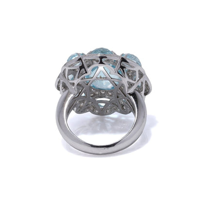 Jay Feder 18 Carat White Gold 8.8 Carat Blue Topaz And Diamond Ring