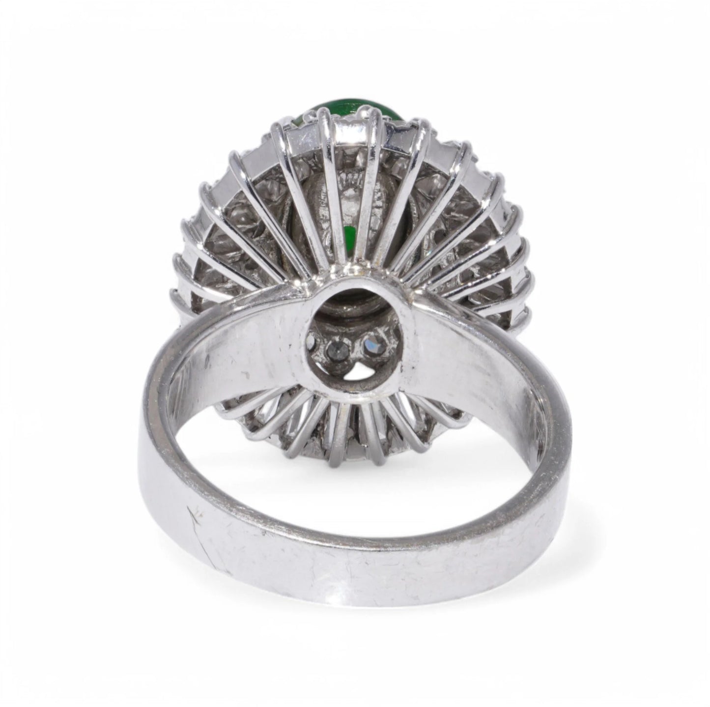 Chinese 3ct Jadeite Jade and Diamond Cluster Ring