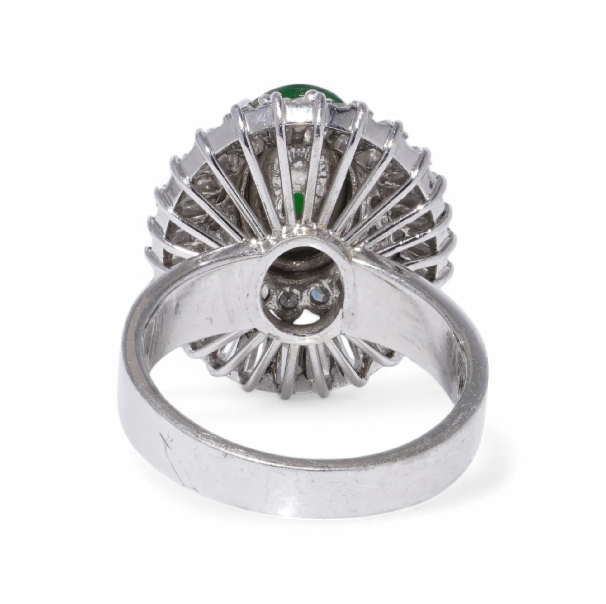 Chinese 3ct Jadeite Jade and Diamond Cluster Ring