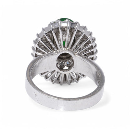 Chinese 3ct Jadeite Jade and Diamond Cluster Ring