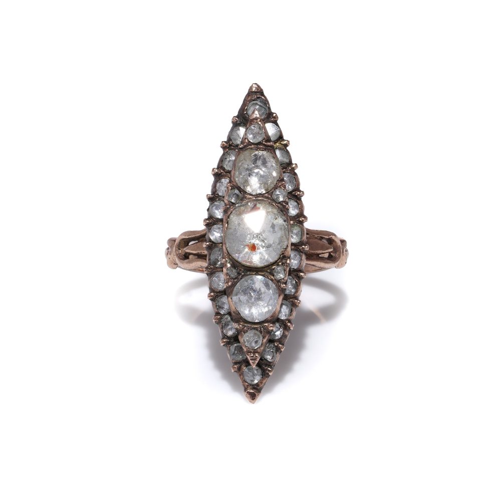 Victorian 9 Carat Gold Marquise Diamond Ring