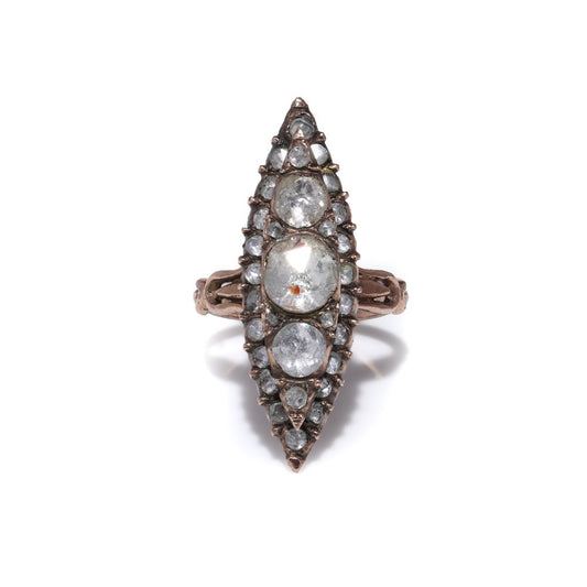 Victorian 9 Carat Gold Marquise Diamond Ring