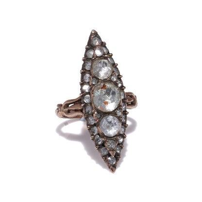 Victorian 9 Carat Gold Marquise Diamond Ring