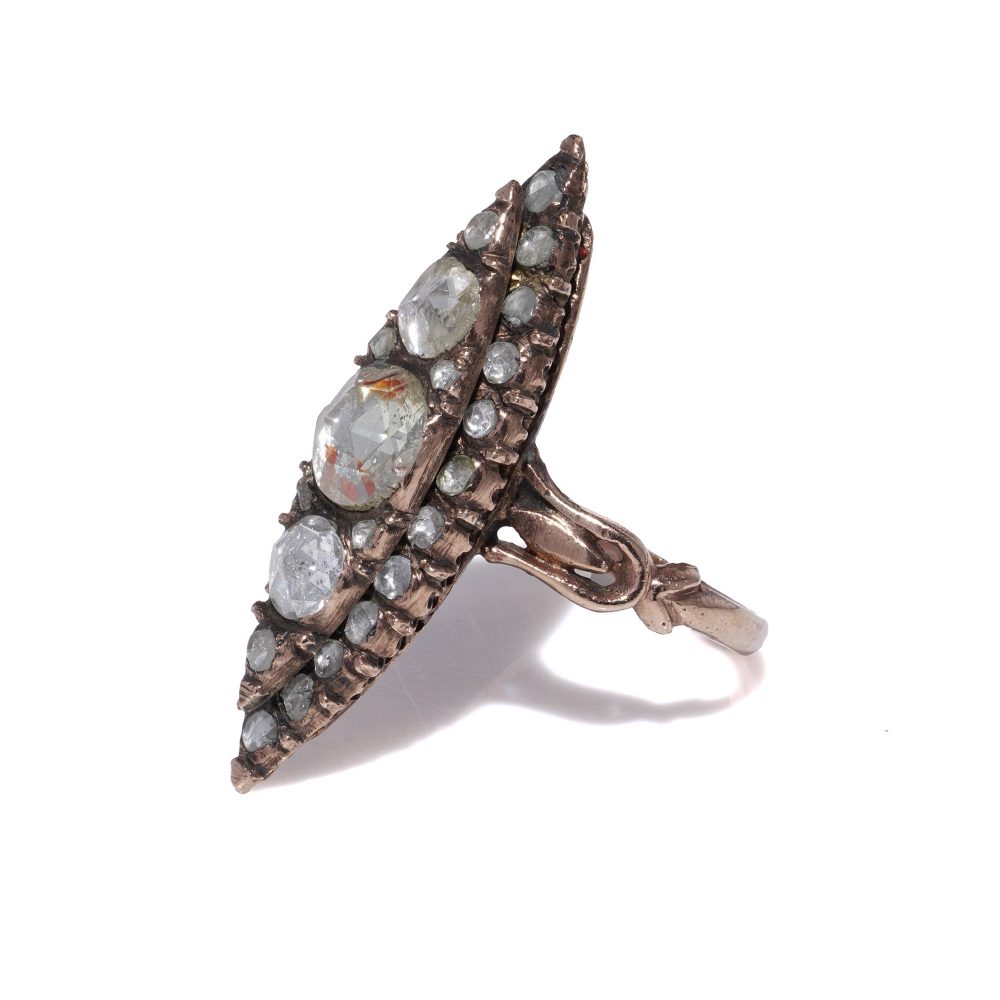 Victorian 9 Carat Gold Marquise Diamond Ring