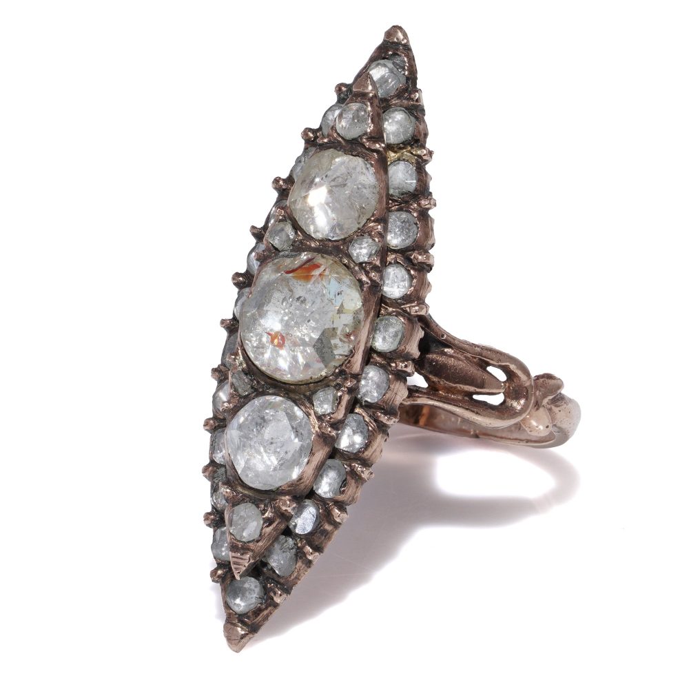 Victorian 9 Carat Gold Marquise Diamond Ring