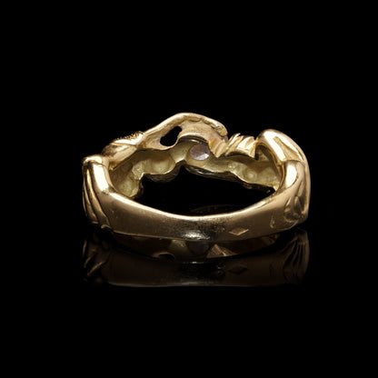 Vintage 18kt Gold Sculptural Figures Ring with Diamond, c.1950–1970