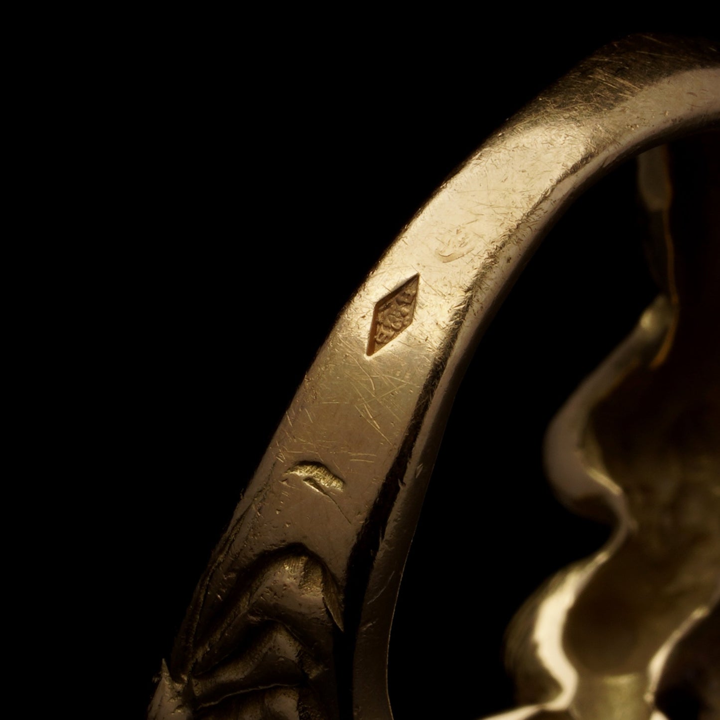 Vintage 18kt Gold Sculptural Figures Ring with Diamond, c.1950–1970