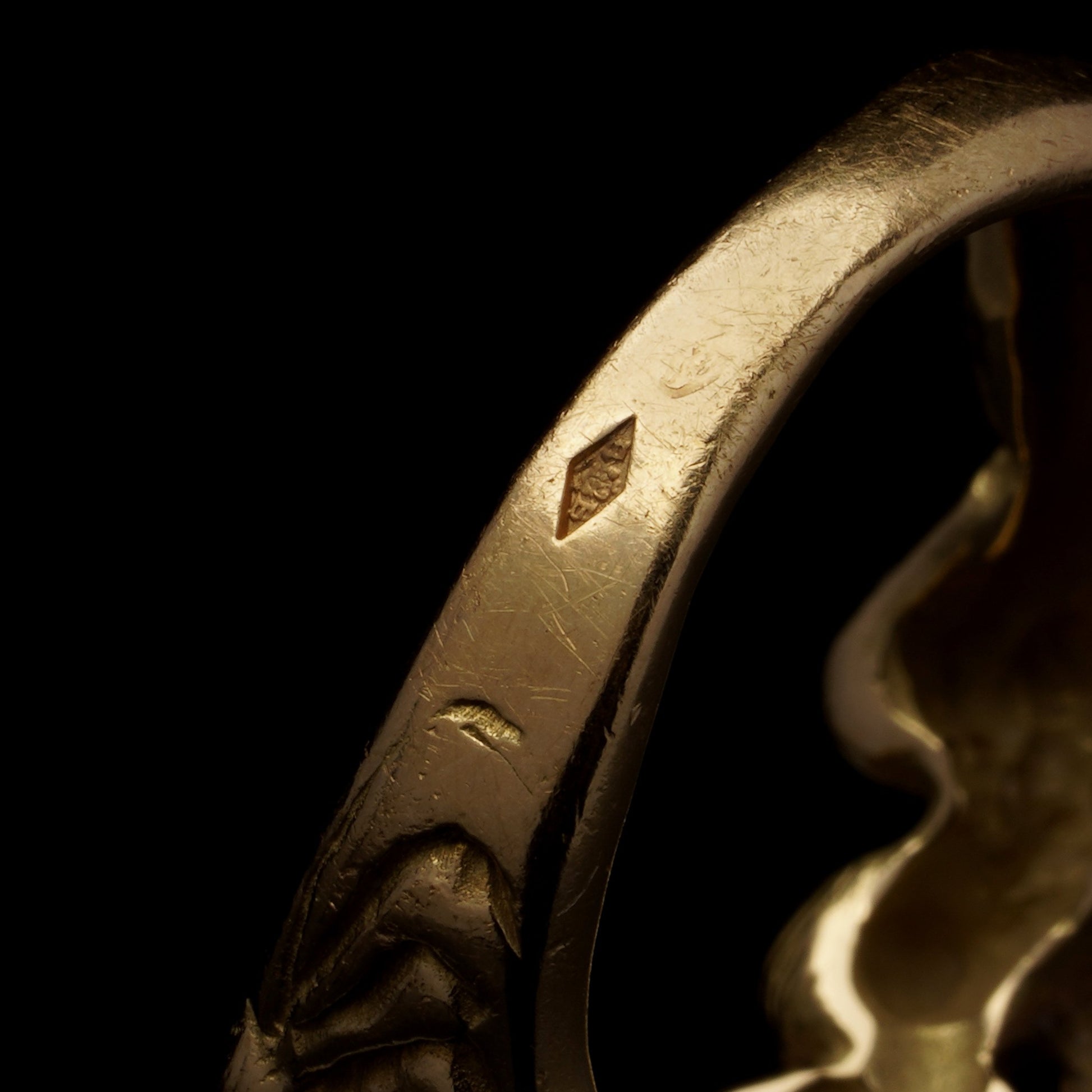 Vintage 18kt Gold Sculptural Figures Ring with Diamond, c.1950–1970