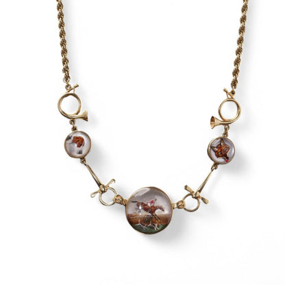 Antique 14 Carat Yellow Gold Essex Crystal Hunting Necklace