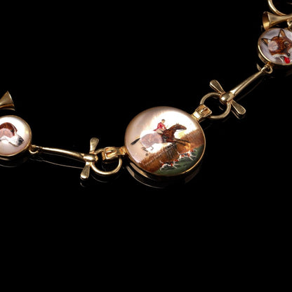 Antique 14 Carat Yellow Gold Essex Crystal Hunting Necklace